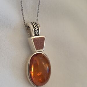 Elegant Amber Pendant Necklace